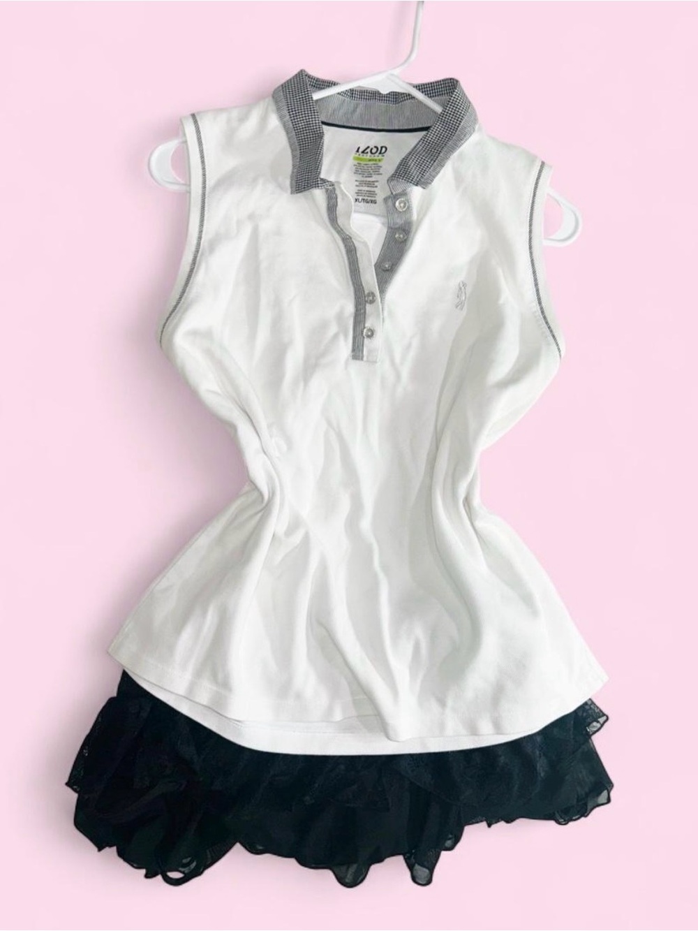 Izod White Sleeveless Polo with Gray Trim